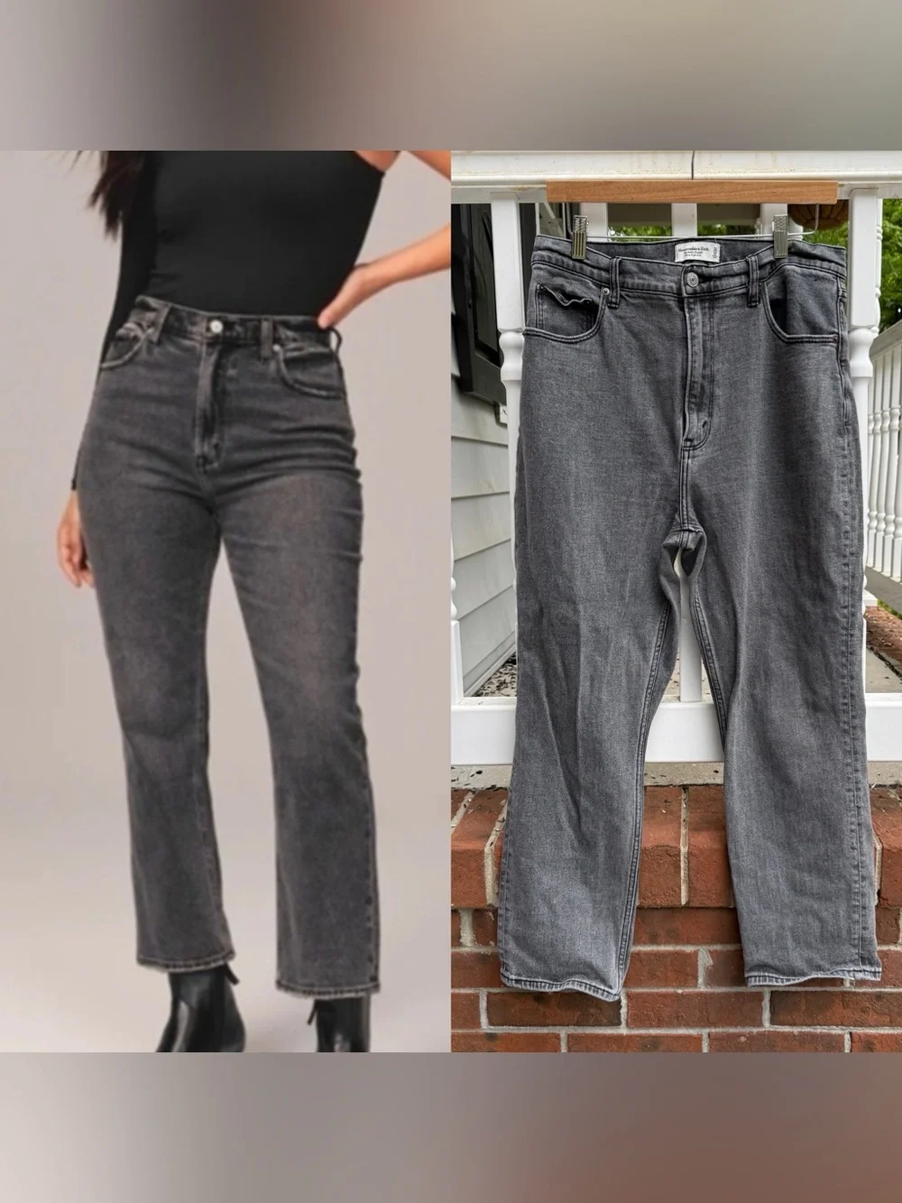 Abercrombie & Fitch Black Gray The ankle straight ultra high rise Jeans 31 12